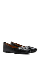 Women's Black Leather Casual Ballerinas | Derimod Women's Black Leather Casual Ballerinas | Derimod