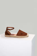 Suede Women's Espadrille with Ankle Strap | Derimod Suede Women's Espadrille with Ankle Strap | Derimod