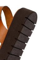 Woman Tan Strappy Thick-Soled Braided Leather Bodrum Sandal | Derimod Woman Tan Strappy Thick-Soled Braided Leather Bodrum Sandal | Derimod