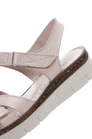 Kadın Bej Deri Comfort Sandalet | Derimod Kadın Bej Deri Comfort Sandalet | Derimod