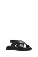 Women's Black Elastic Leather Sandals | Derimod Women's Black Elastic Leather Sandals | Derimod