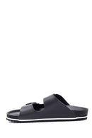 Men's Leather Double Buckle Slippers | Derimod Men's Leather Double Buckle Slippers | Derimod