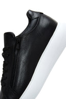 Erkek Siyah Deri Fermuar Detaylı Kalın Tabanlı Sneaker | Derimod Erkek Siyah Deri Fermuar Detaylı Kalın Tabanlı Sneaker | Derimod