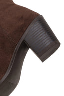 Woman Brown Zip Closure Chunky Heeled Suede Cowboy Boots | Derimod Woman Brown Zip Closure Chunky Heeled Suede Cowboy Boots | Derimod