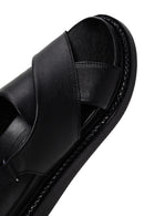 Kadın Siyah Bantlı Deri Comfort Sandalet | Derimod Kadın Siyah Bantlı Deri Comfort Sandalet | Derimod