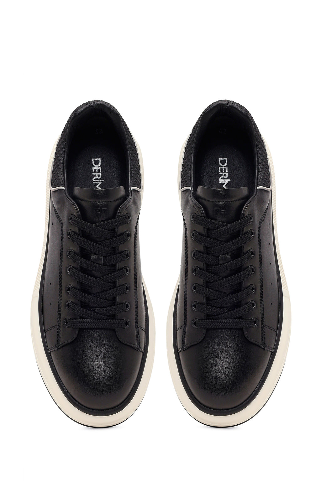 Erkek Siyah Kalın Tabanlı Deri Sneaker