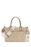 Woman Cream Long-Strap Nubuck Shoulder Bag | Derimod Woman Cream Long-Strap Nubuck Shoulder Bag | Derimod