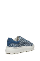 Geox Women's Blue D Spherica Ec4.D - Em. Tex + Sy Laced Patterned Thick Soled Sneaker | Derimod Geox Women's Blue D Spherica Ec4.D - Em. Tex + Sy Laced Patterned Thick Soled Sneaker | Derimod