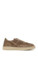 Woman Mink Lace-Up Suede Leather Sneaker | Derimod Woman Mink Lace-Up Suede Leather Sneaker | Derimod