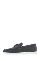 Men's Gray Tassel Suede Leather Casual Loafer | Derimod Men's Gray Tassel Suede Leather Casual Loafer | Derimod