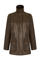 Gateaway Woman Brown Leather Coat | Derimod Gateaway Woman Brown Leather Coat | Derimod