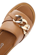 Women's Tan Leather Comfort Slippers | Derimod Women's Tan Leather Comfort Slippers | Derimod