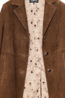 Pamela Women's Brown Suede Leather Coat | Derimod Pamela Women's Brown Suede Leather Coat | Derimod