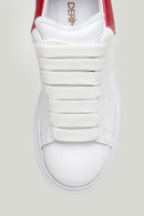 Beyaz-Kırmızı Kadın Deri Sneaker | Derimod Beyaz-Kırmızı Kadın Deri Sneaker | Derimod