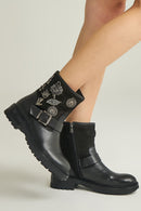 Women's Leather Boots with Metal Detail | Derimod Women's Leather Boots with Metal Detail | Derimod