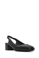 Derimod Flex Women's Black Open Back Thick Low Heel Leather Shoes | Derimod Derimod Flex Women's Black Open Back Thick Low Heel Leather Shoes | Derimod
