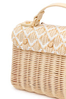 Woman Beige Long-Strap Stone-Embellished Woven Mini Crossbody Bag | Derimod Woman Beige Long-Strap Stone-Embellished Woven Mini Crossbody Bag | Derimod