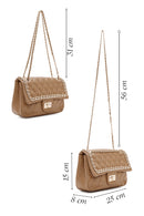 Women's Beige Long Strap Quilted Patterned Shoulder Bag | Derimod Women's Beige Long Strap Quilted Patterned Shoulder Bag | Derimod