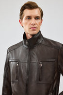 Hugo Men's Mink Leather Jacket | Derimod Hugo Men's Mink Leather Jacket | Derimod