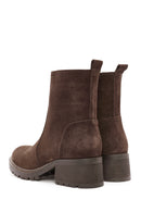 Women's Brown Zippered Suede Leather Boots | Derimod Women's Brown Zippered Suede Leather Boots | Derimod