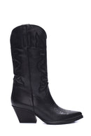 Women's Leather Cowboy Heeled Boots | Derimod Women's Leather Cowboy Heeled Boots | Derimod