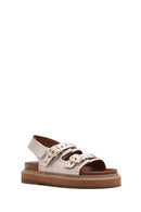 Women's Cream Buckled Thick Soled Sandals | Derimod Women's Cream Buckled Thick Soled Sandals | Derimod