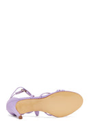 Women's Lilac Leather Heeled Sandals | Derimod Women's Lilac Leather Heeled Sandals | Derimod