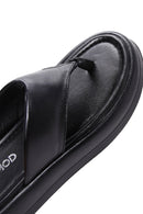 Women's Black Flip Flops Leather Slippers | Derimod Women's Black Flip Flops Leather Slippers | Derimod