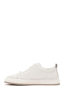 Erkek Beyaz Bağcıklı Deri Sneaker | Derimod Erkek Beyaz Bağcıklı Deri Sneaker | Derimod