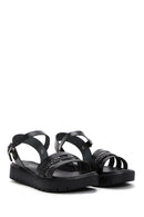 Women's Black Ankle Strap Leather Bodrum Sandals | Derimod Women's Black Ankle Strap Leather Bodrum Sandals | Derimod