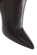 Women's Brown Zippered Thin Heel Leather Boots | Derimod Women's Brown Zippered Thin Heel Leather Boots | Derimod
