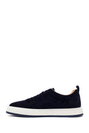 Male Navy Lace-up Thick-soled Suede Leather Sneaker | Derimod Male Navy Lace-up Thick-soled Suede Leather Sneaker | Derimod