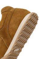 Woman Camel Lace-up Suede Leather Sneaker | Derimod Woman Camel Lace-up Suede Leather Sneaker | Derimod