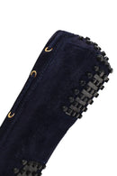 Women's Navy Blue Tassel Suede Leather Loafer | Derimod Women's Navy Blue Tassel Suede Leather Loafer | Derimod