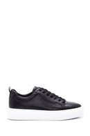 Erkek Siyah Bağcıklı Deri Sneaker | Derimod Erkek Siyah Bağcıklı Deri Sneaker | Derimod