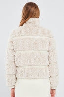 Melrose Women's White Teddy Leather Jacket | Derimod Melrose Women's White Teddy Leather Jacket | Derimod