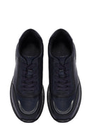 Men's Navy Blue Lace-Up Leather Sneaker | Derimod Men's Navy Blue Lace-Up Leather Sneaker | Derimod