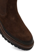 Male Brown Thick-Soled Suede Chelsea Boots | Derimod Male Brown Thick-Soled Suede Chelsea Boots | Derimod