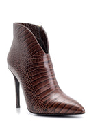 Women's Snakeskin Patterned Leather Bootie | Derimod Women's Snakeskin Patterned Leather Bootie | Derimod