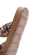 Women's Brown Double Buckled Patterned Slippers | Derimod Women's Brown Double Buckled Patterned Slippers | Derimod