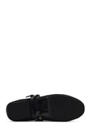 Women's Black Double Buckled Straw Leather Ballerinas | Derimod Women's Black Double Buckled Straw Leather Ballerinas | Derimod