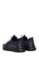 Men's Navy Blue Leather Casual Sneaker | Derimod Men's Navy Blue Leather Casual Sneaker | Derimod