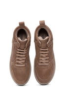 Women's Beige Suede Leather High Top Sneaker | Derimod Women's Beige Suede Leather High Top Sneaker | Derimod