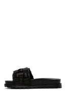Women's Black Knitted Detailed Jelly Slippers | Derimod Women's Black Knitted Detailed Jelly Slippers | Derimod