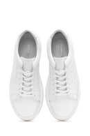 Erkek Beyaz Bağcıklı Kalın Tabanlı Deri Sneaker | Derimod Erkek Beyaz Bağcıklı Kalın Tabanlı Deri Sneaker | Derimod