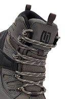 Derimod Dry Men's Grey Laced Waterproof Outdoor Leather Boots | Derimod Derimod Dry Men's Grey Laced Waterproof Outdoor Leather Boots | Derimod