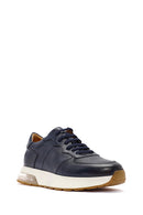 Erkek Lacivert Bağcıklı Deri Sneaker | Derimod Erkek Lacivert Bağcıklı Deri Sneaker | Derimod