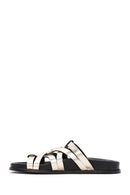 Women's Gold Leather Metallic Slippers | Derimod Women's Gold Leather Metallic Slippers | Derimod