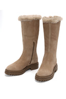Geox Women's Beige Iridea Suede Boots | Derimod Geox Women's Beige Iridea Suede Boots | Derimod