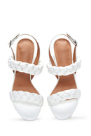 Women's White Thick Heeled Sandals | Derimod Women's White Thick Heeled Sandals | Derimod